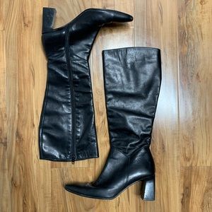 Harold Powell Made in Italy Black Leather Tall Boots Women’s Size 8